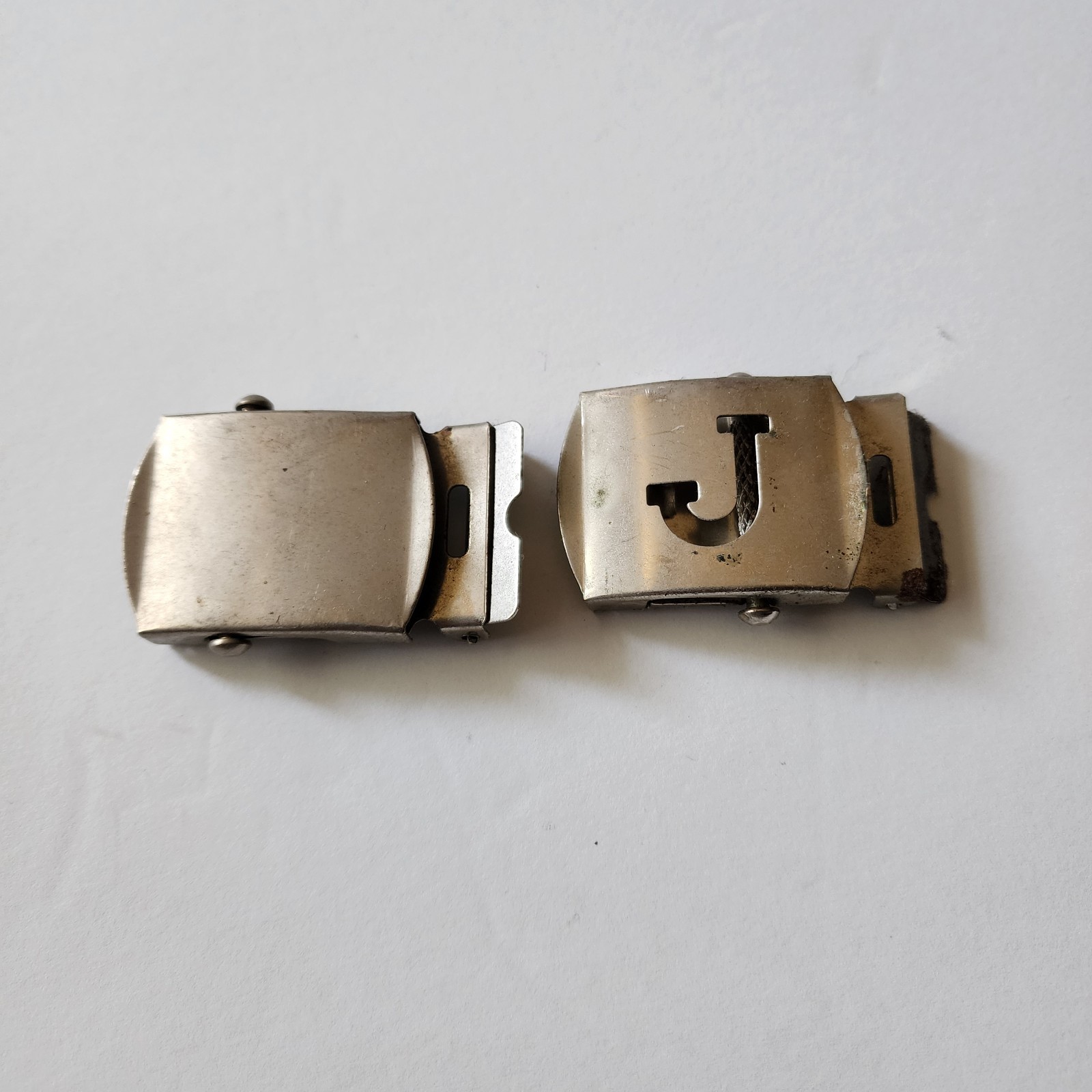 Silver Tone Belt Buckle Slide Initial « J » And Blank 1.75 Inch Set Lot Of Two (2)