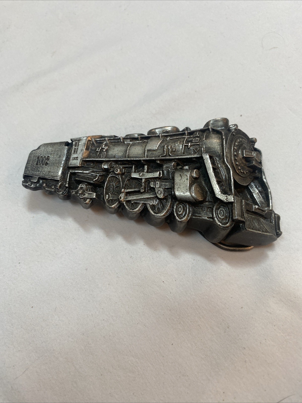 VINTAGE Locomotive METAL BELT BUCKLE Bergamot Brass Works 1978