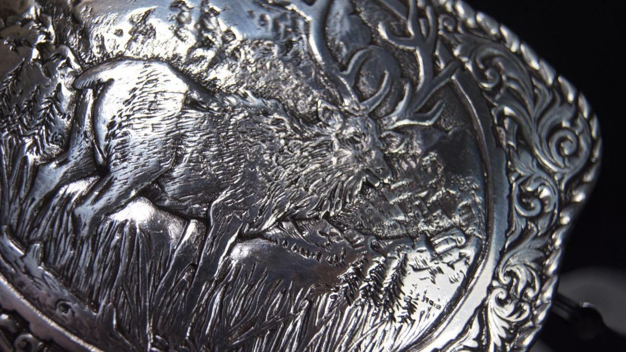 Crumrine ELK Western Belt Buckle Silver Tone 38042