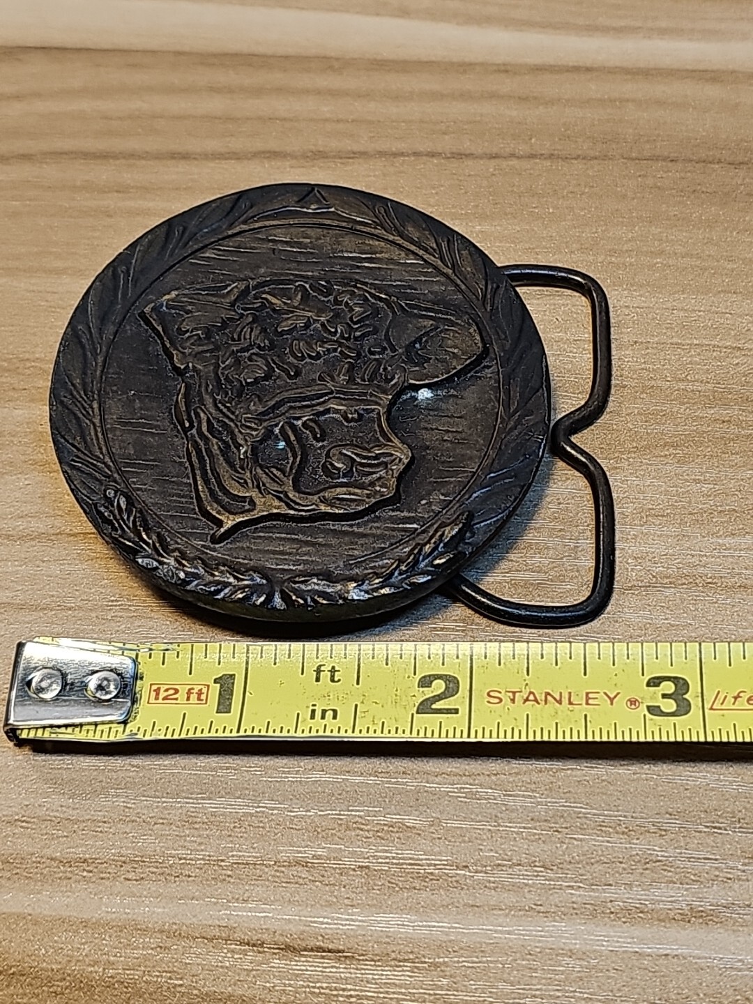 Vintage 1976 Western Cow Stamped G & H Metal Brass ? Belt Buckle