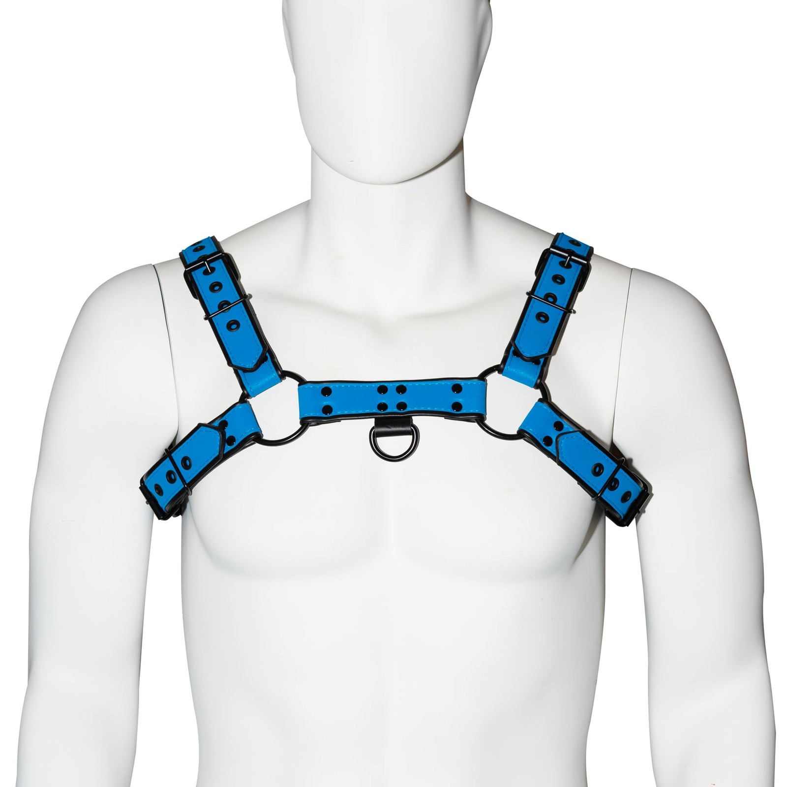 ZZRBVFH Men‘s Leather Harness PU Suspenders Shoulder Belt adjustable, Blue
