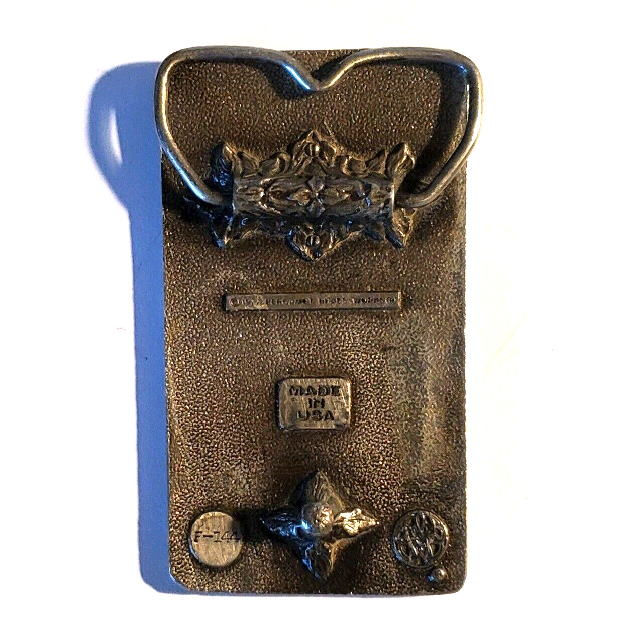 Vintage 1977 Bergamot Brass Works belt buckle elk family scene mountains USA