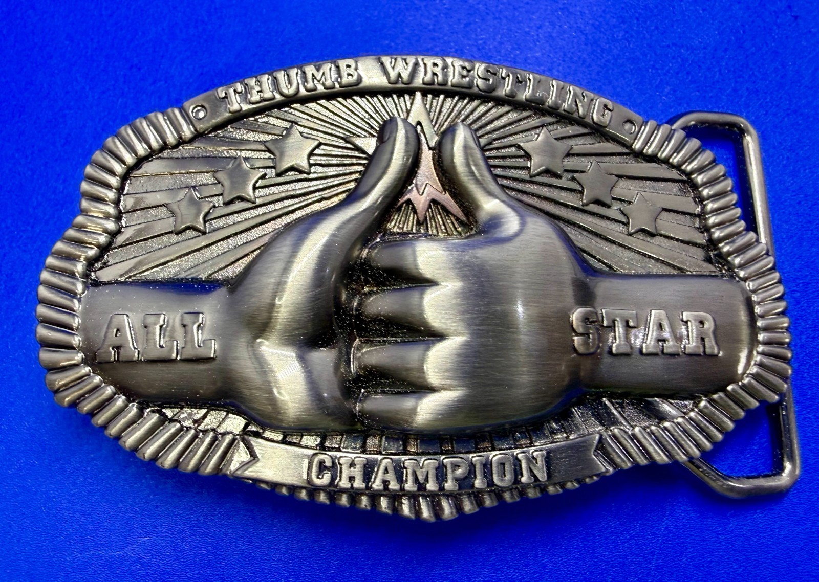 Thumb Wrestling All-Star Champion Trophy Award Belt Buckle New Condition