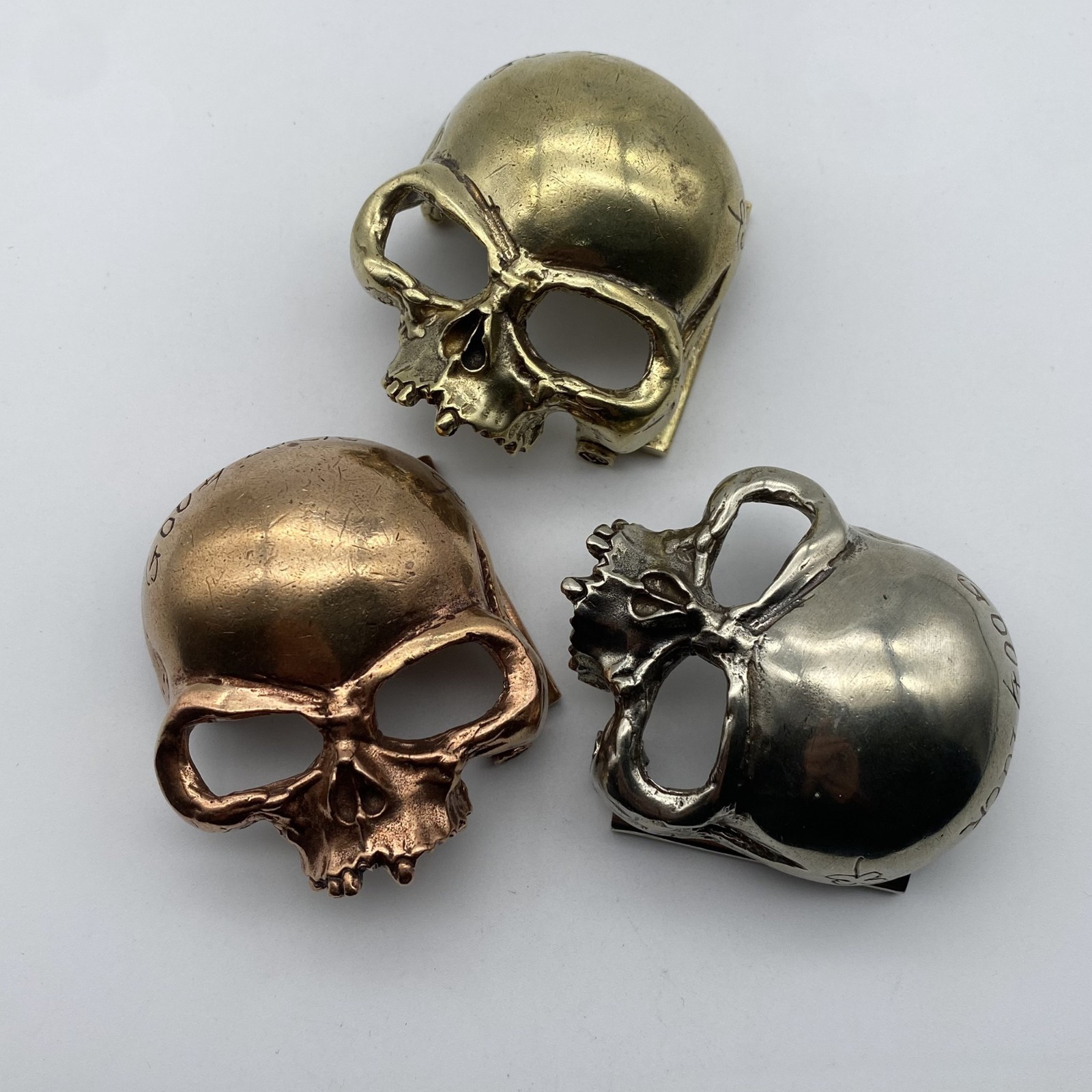 Copper Casted Skull Buckle Handmade Leather Belt DIY Fastener Buckle
