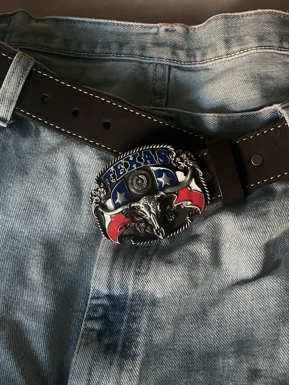 New Texas Longhorn Bull Skull State Flag Western Cowboy Rodeo Belt Buckle