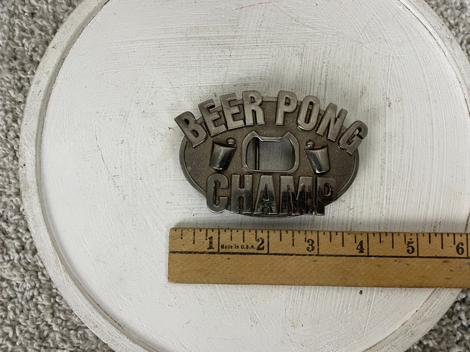 Kalan Beer Pong Champ w/ Built In Bottle Opener 2.5&Prime;x4&Prime; Oval Belt Buckle