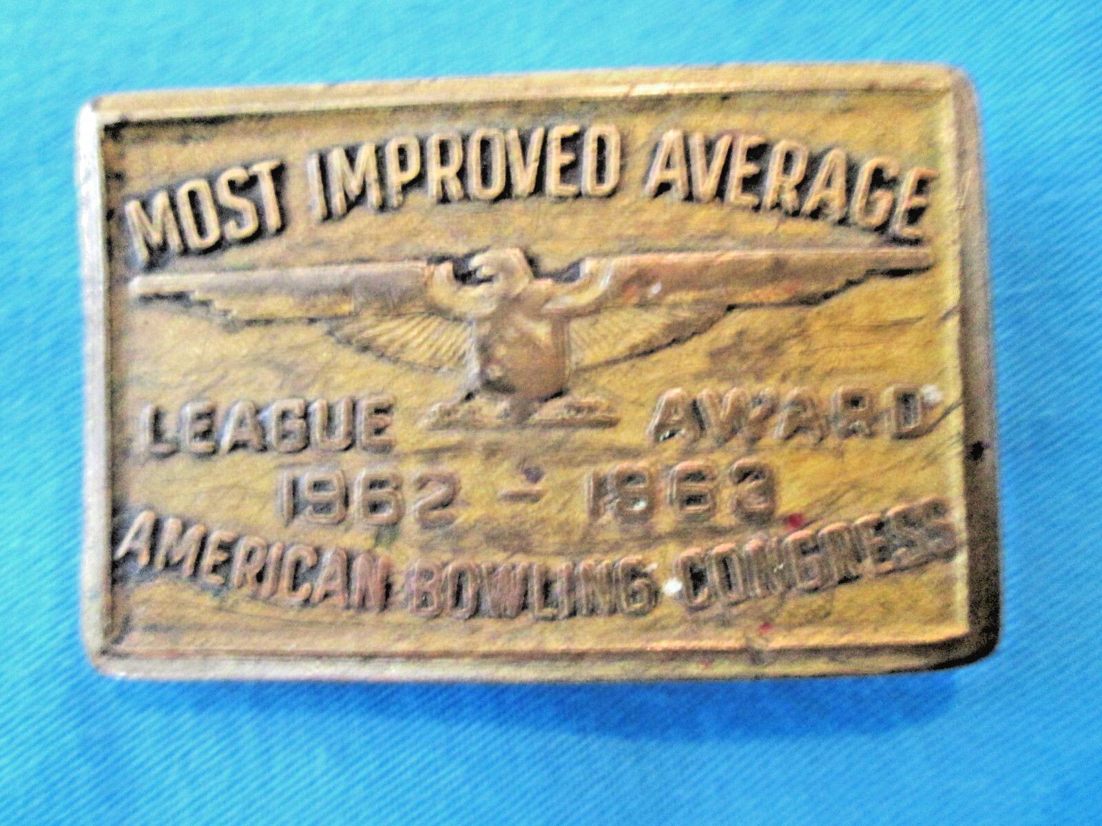 1962-1963 Most Improved Average Belt Buckle ABC League Award Gold Bronze Color