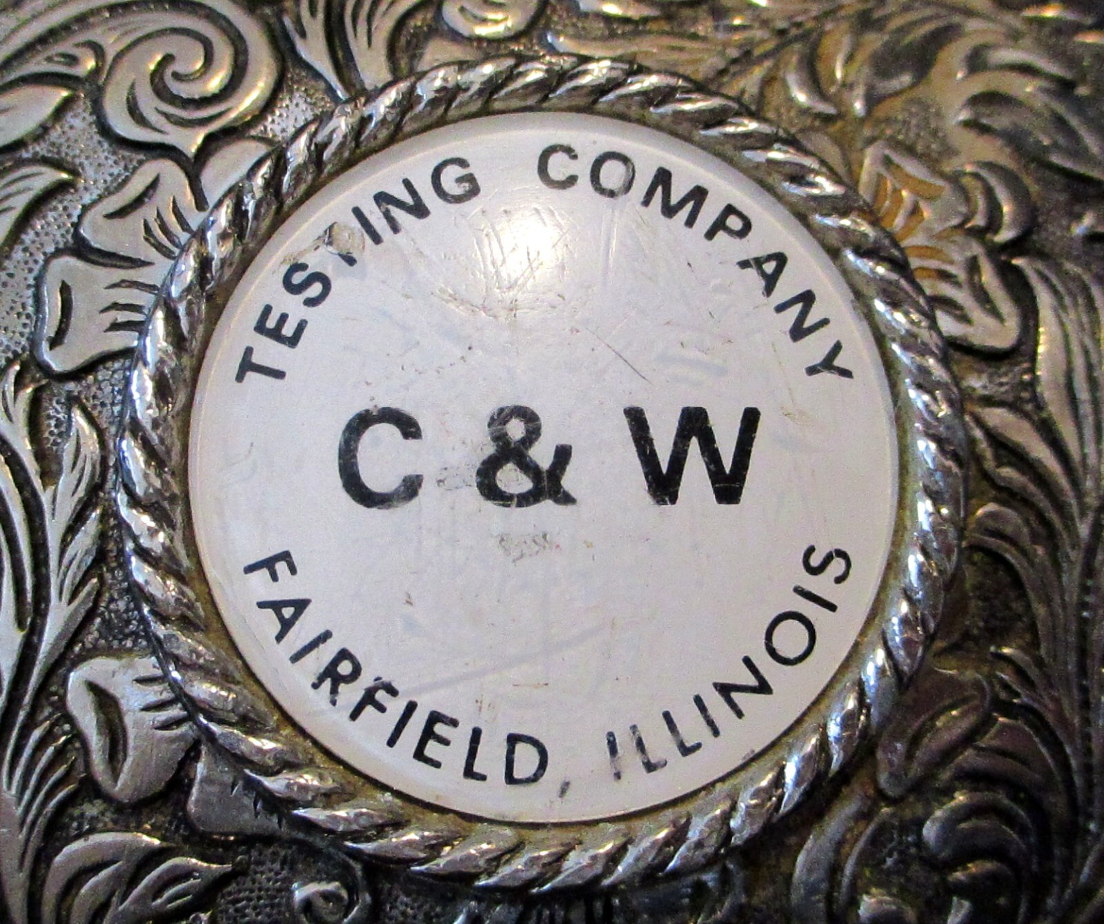 C & W Testing Company Fairfield IL Belt Buckle Vintage Collectible metal