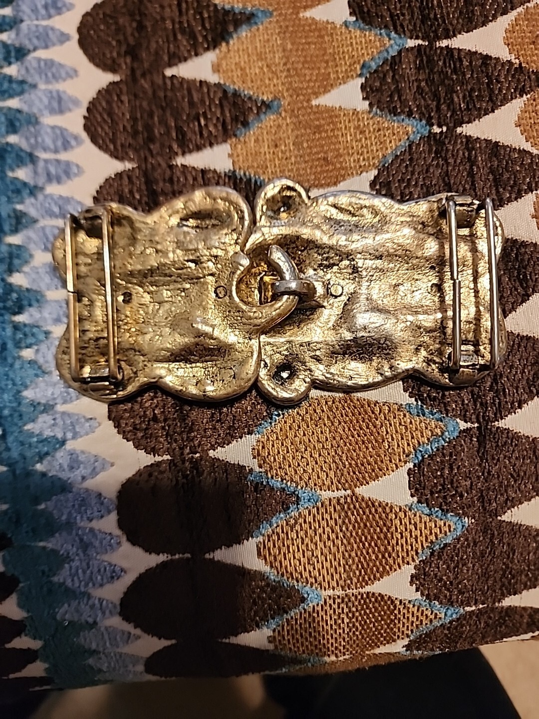 Vintage Gold Tone Buckle Beautiful Details Two Piece Buckle Unisex