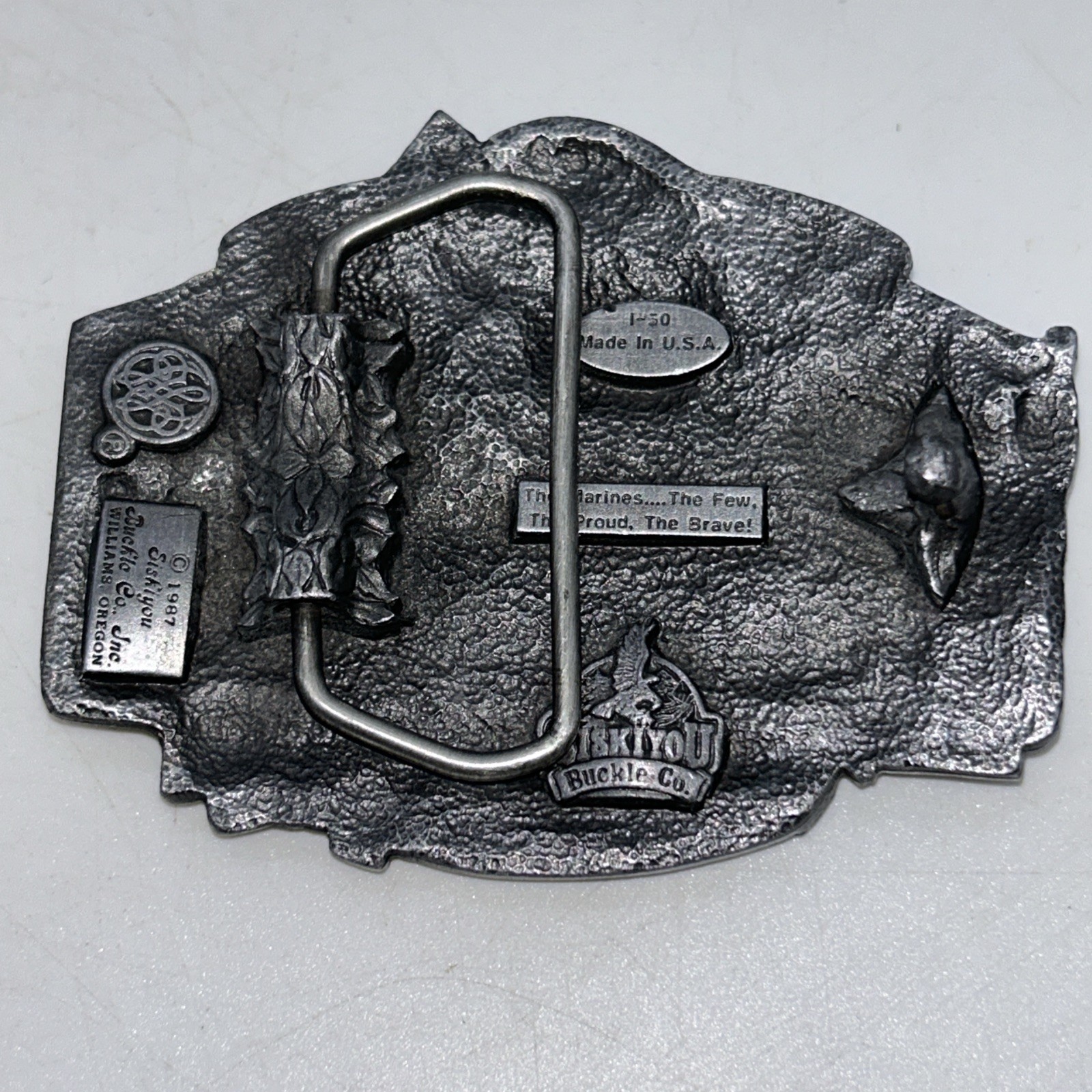 United States Marines Belt Buckle SISKIYOU Pewter Made USA 1987
