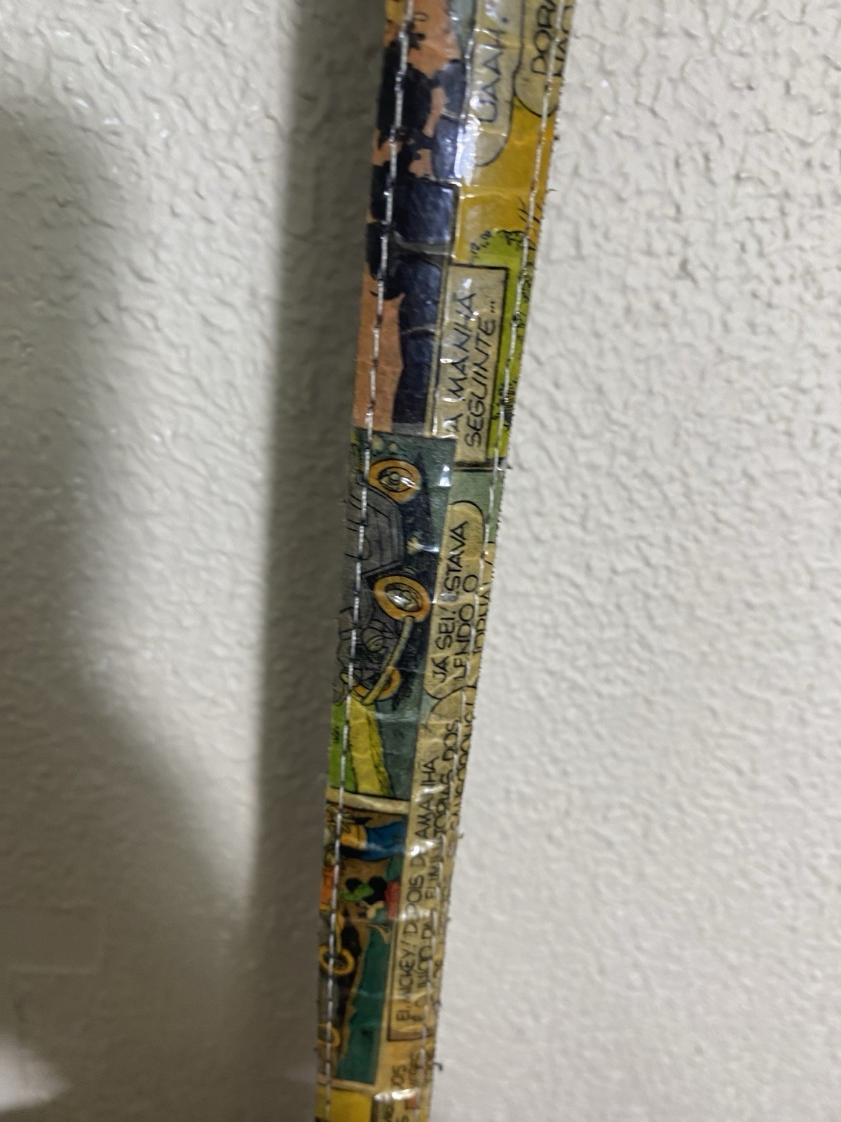 Handmade Comic Strip Belt Novelty Print Clear Vinyl Overlay Brass Buckle