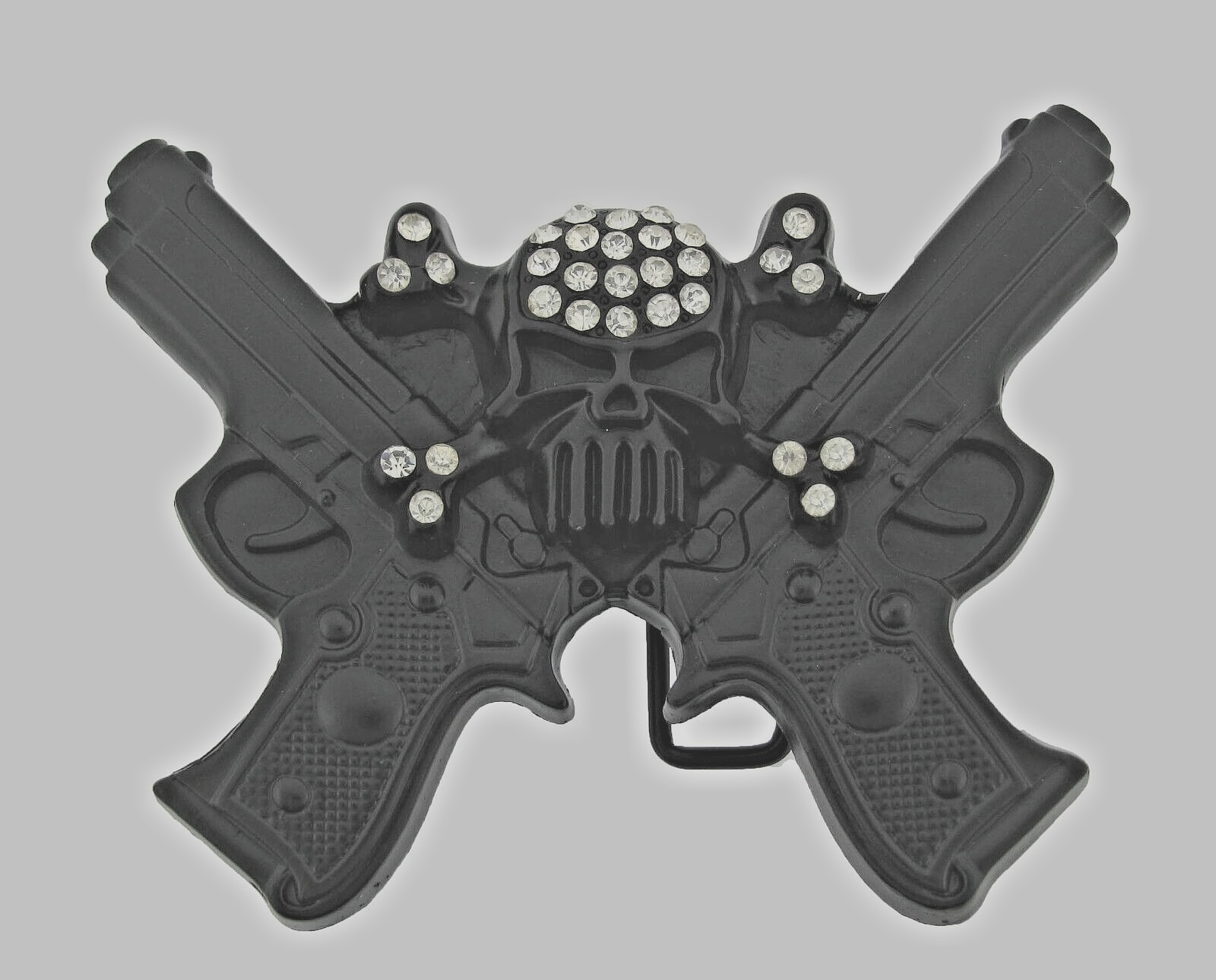 Skull Belt Buckles Gun Black Metal Emblem Vintage Style Men Women Goth Tattoo