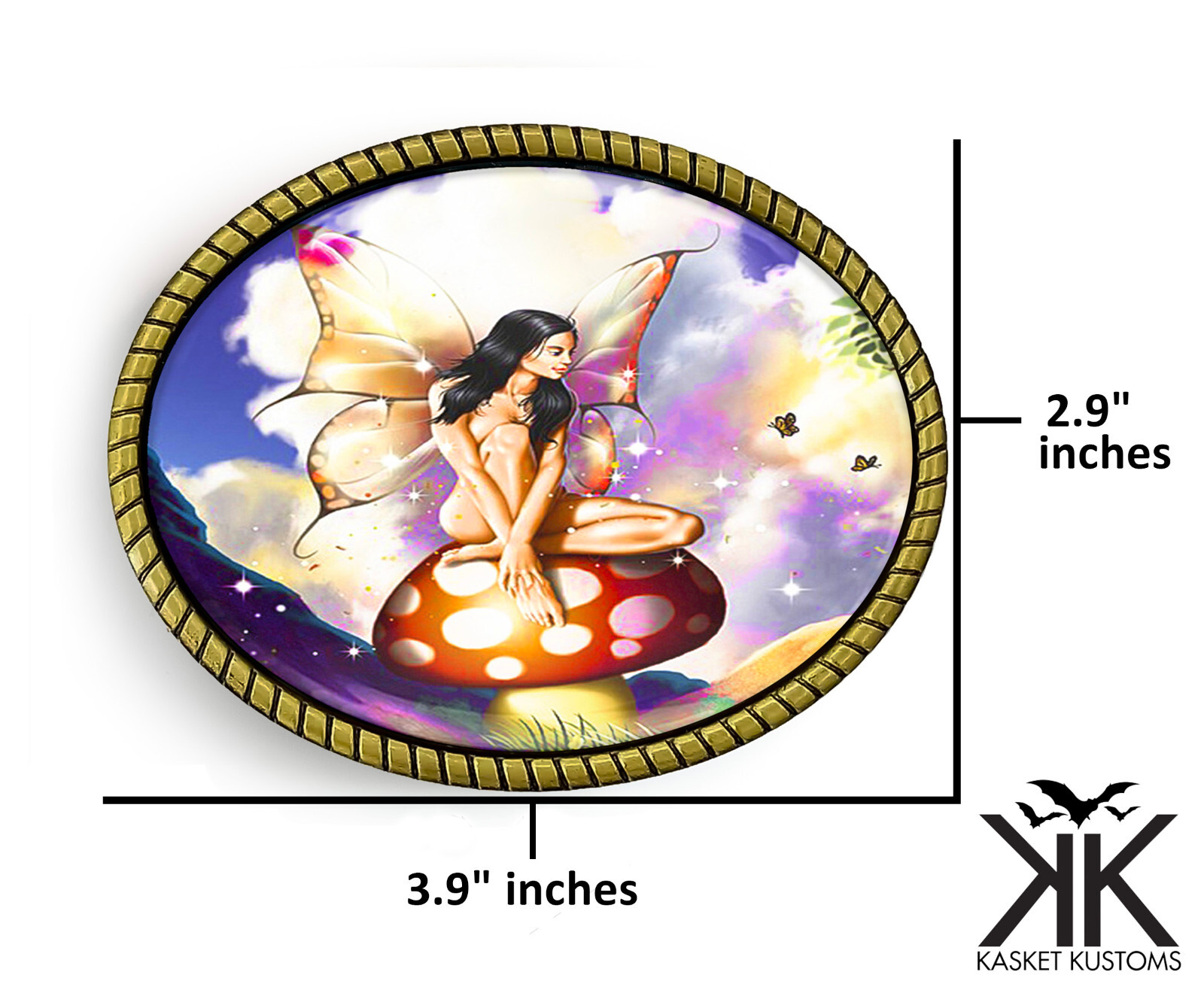 Magic Mushroom Fairy Fantasyland Handmade Artisan Belt Buckle