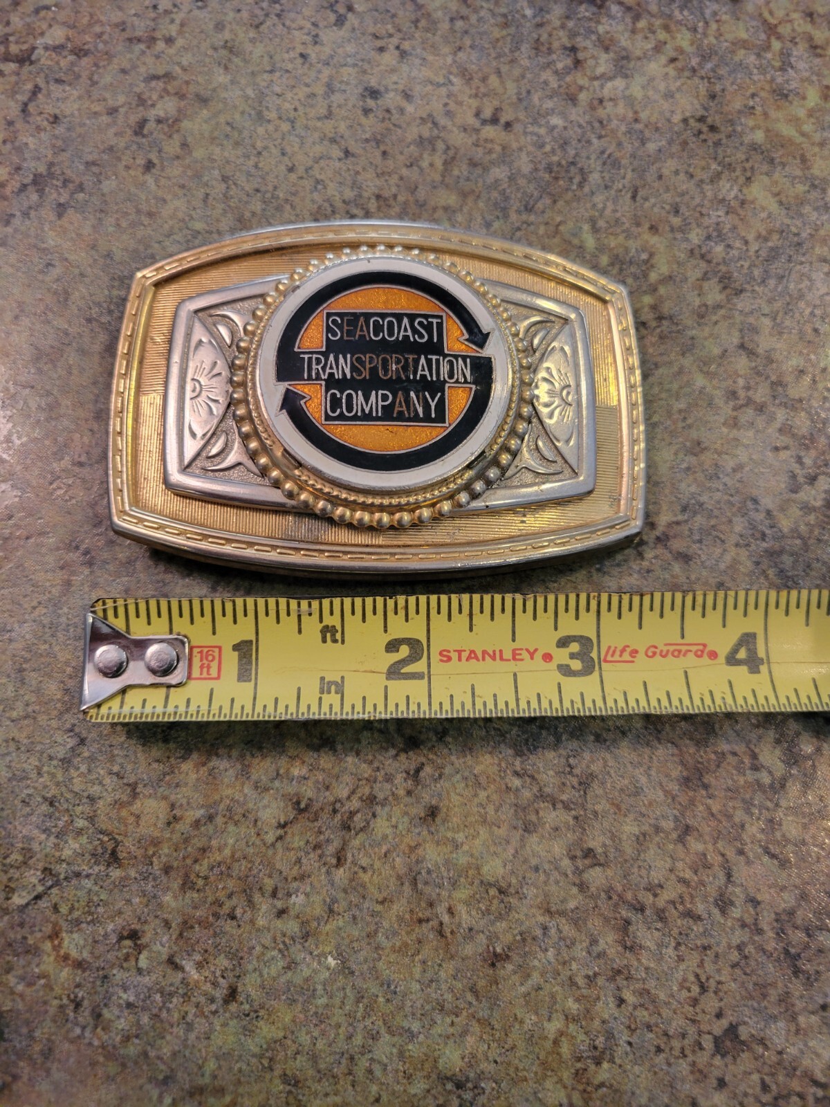 RARE Vintage Enamel Belt Buckle SEACOAST TRANSPORTATION COMPANY