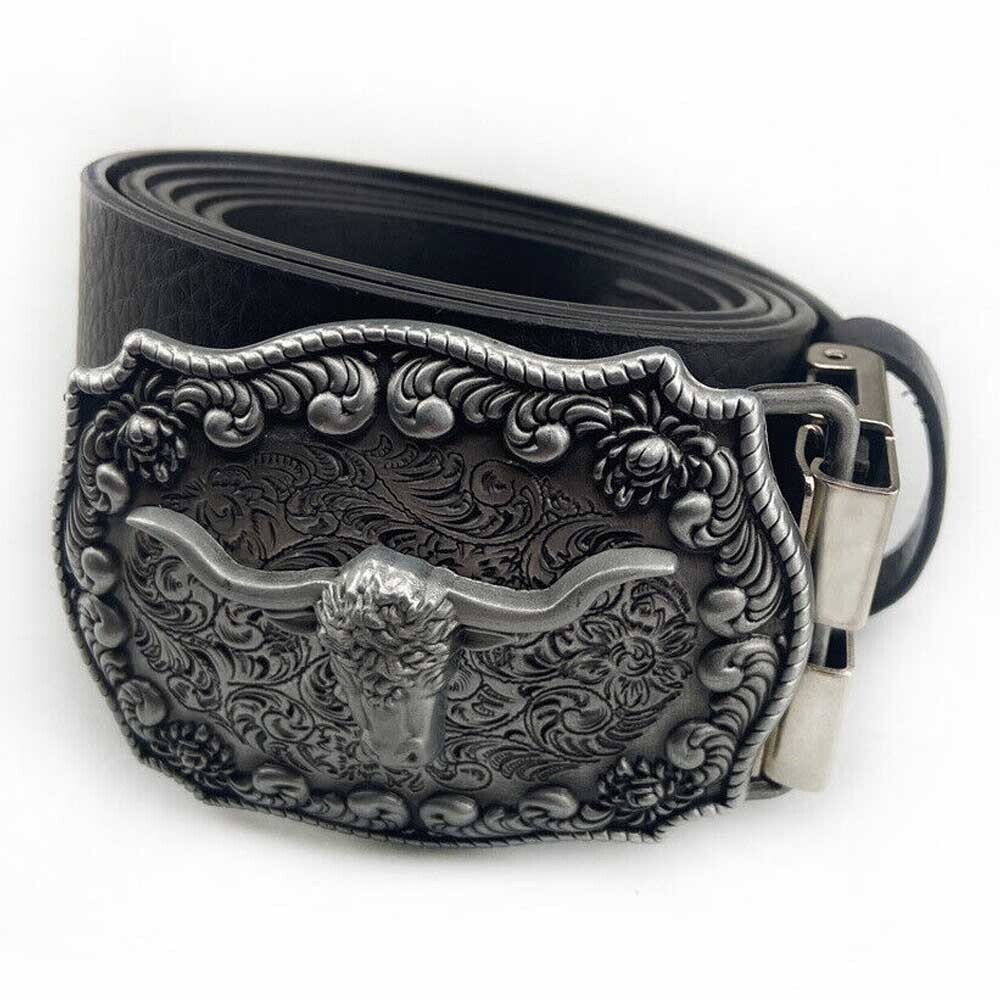 Cow Head Belt Buckle for Men- Western Rodeo Cowboy Large Belt Buckles Kirsite US