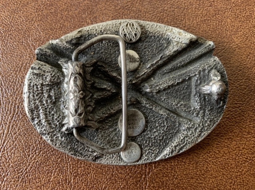 Darts and Dart Board Belt Buckle, 1984 Bergamot Brass Works