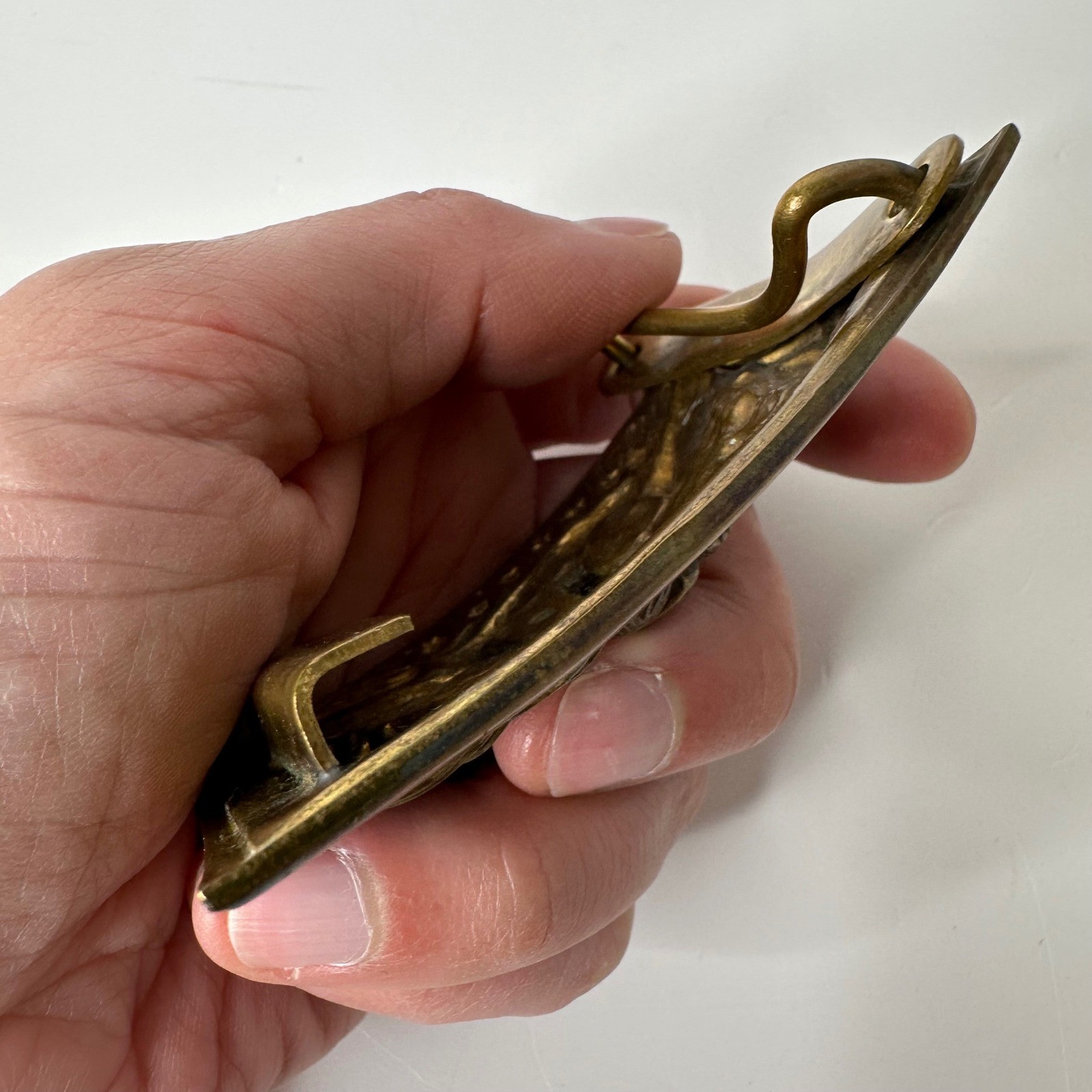 Vintage Brass Eagle Belt Buckle E Pluribus Unum US Great Seal Rectangular Plate