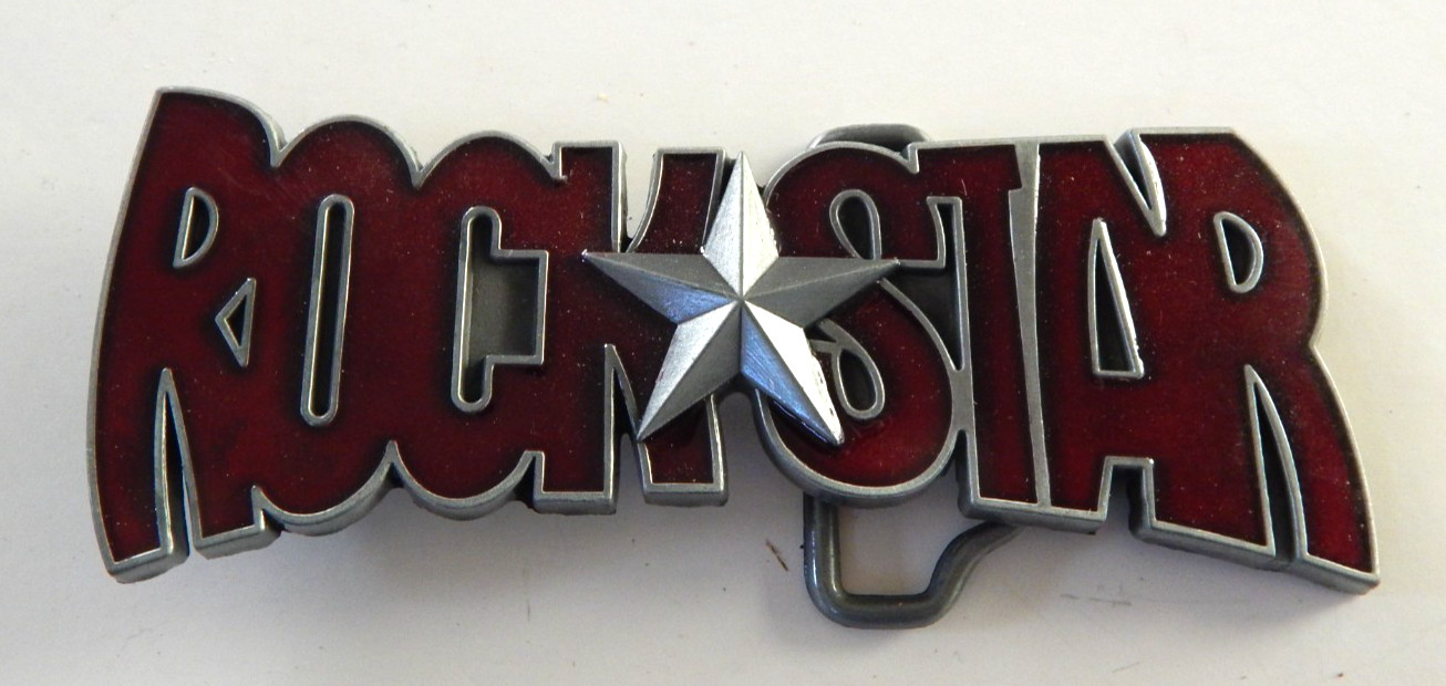 👀 BELT BUCKLE Rock Star Enameled Music Superstar NWOT 👀