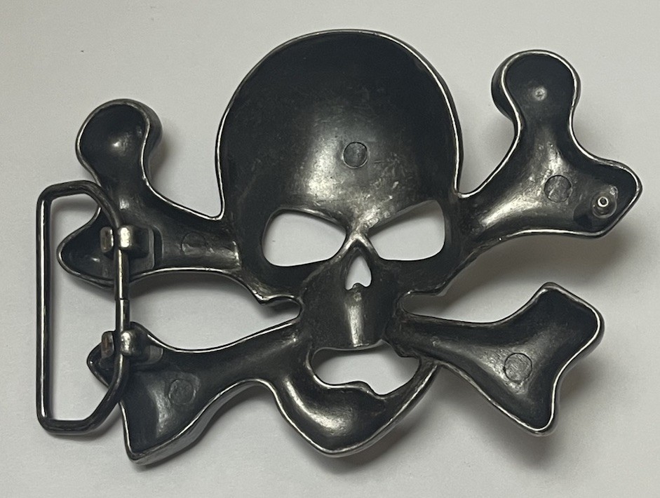 Skull Crossbones Pirate Metal Western Belt Buckle Vintage 1.5” Gothic Metal Head