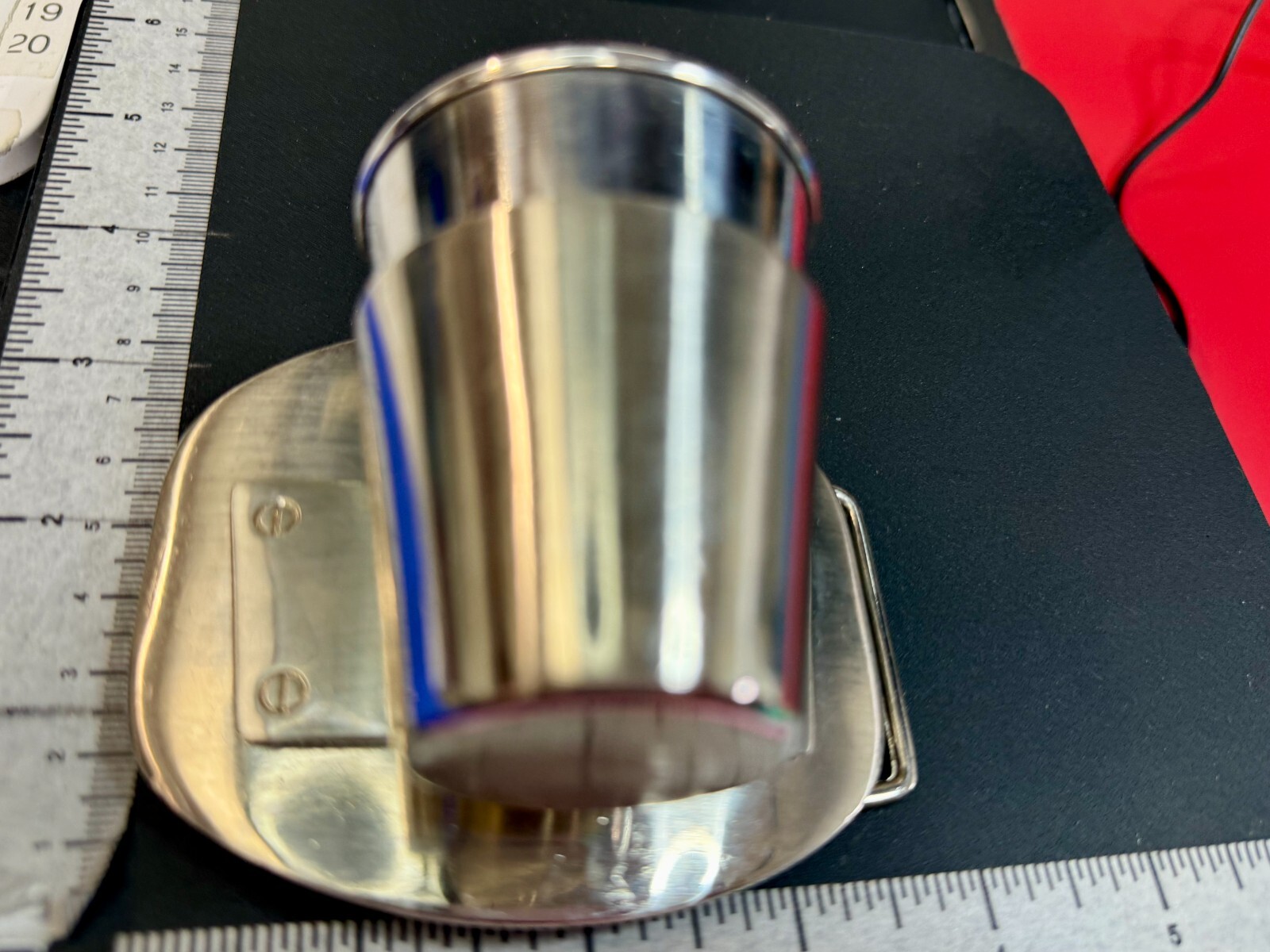 Shot Glass Cup and Holder Reflective Silver Color Perfect Bar Gag Belt Buckle