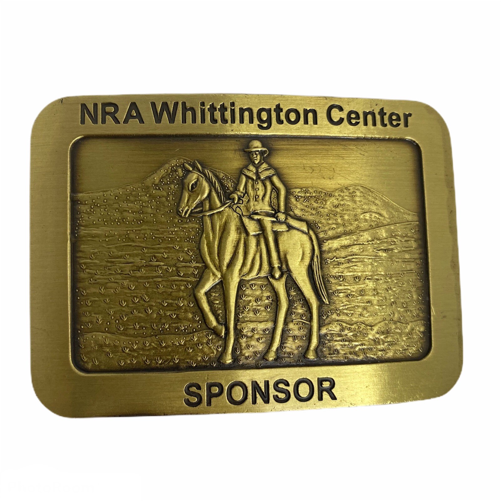 NRA Whittington Center Sponsor Brass Belt Buckle 3 1/2&Prime;×2 1/2&Prime; Country Western