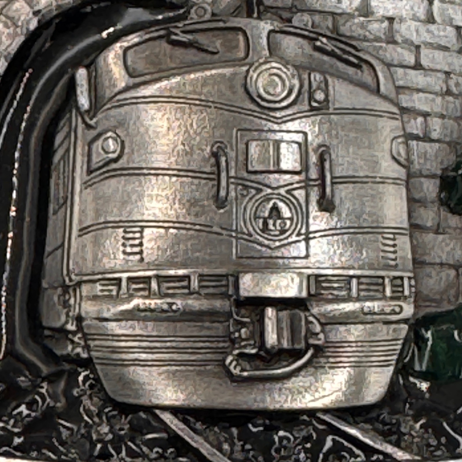 Vintage 1987 Bergamot Pewter Train Locomotive Belt Buckle X-45 Made in USA 3D