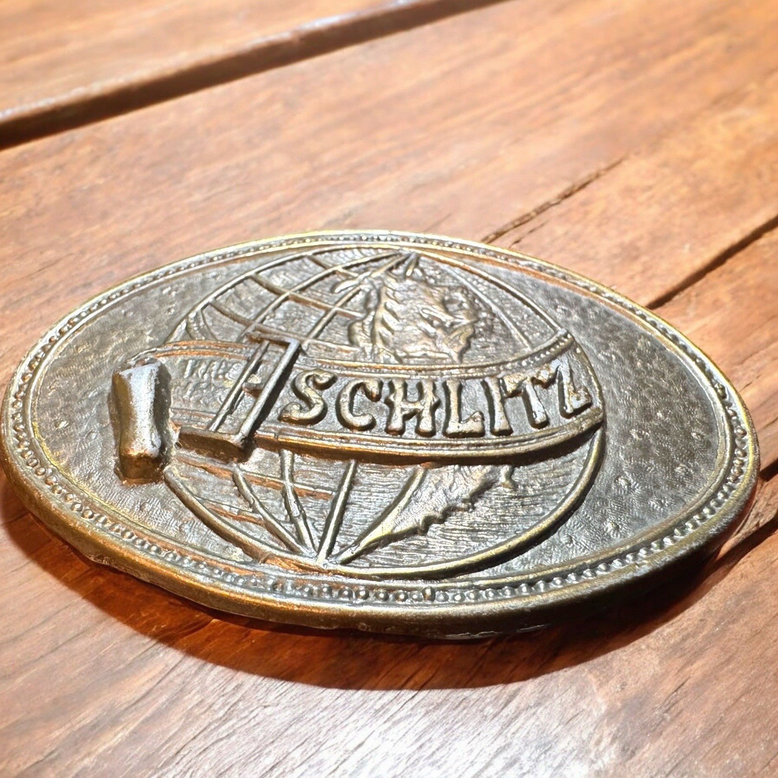 Vintage 1970s Schlitz Beer San Francisco Tooled Leather Belt with Buckle OOAK