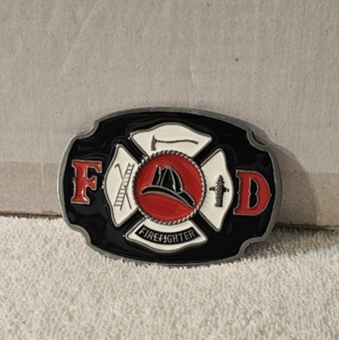 FIRE DEPARTMENT FIREFIGHTER AXE HELMET LADDER HYDRANT BELT BUCKLE
