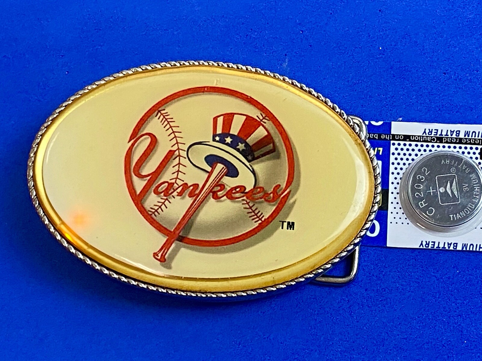 Yankees Baseball Fan Belt Buckle Attention Grabbing Led Lights! W/ Fresh Battery