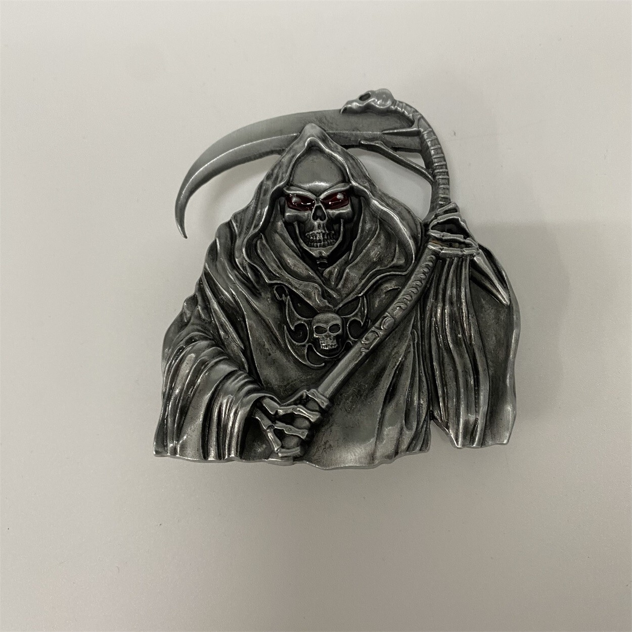 Red Enamel Grim Reaper Skull Belt Buckle Gurtelschnalle Boucle de ceinture