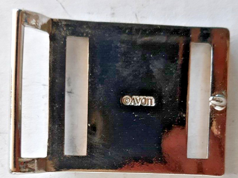 Monogrammed black & silver belt buckle with letter F by Avon 2.25&Prime; long
