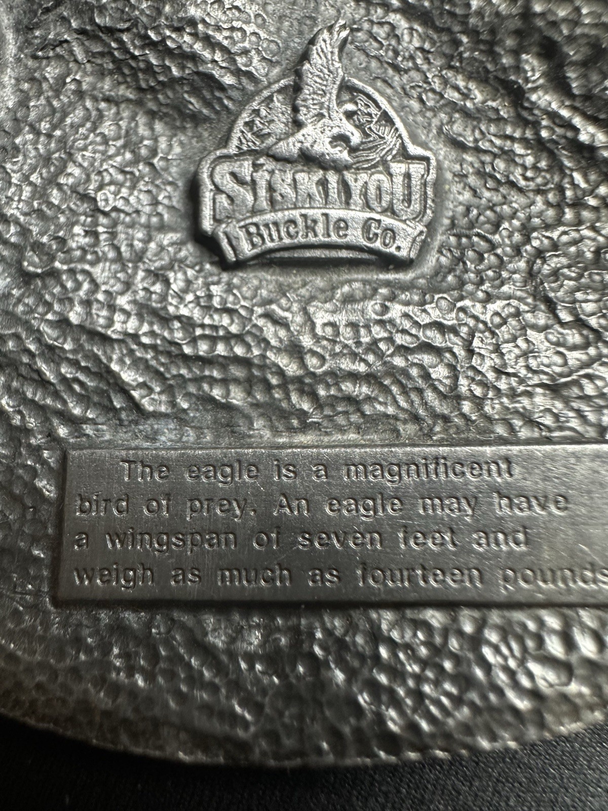 Vintage Siskiyou Eagle Pewter Belt Buckle R-89 1990 Made In USA