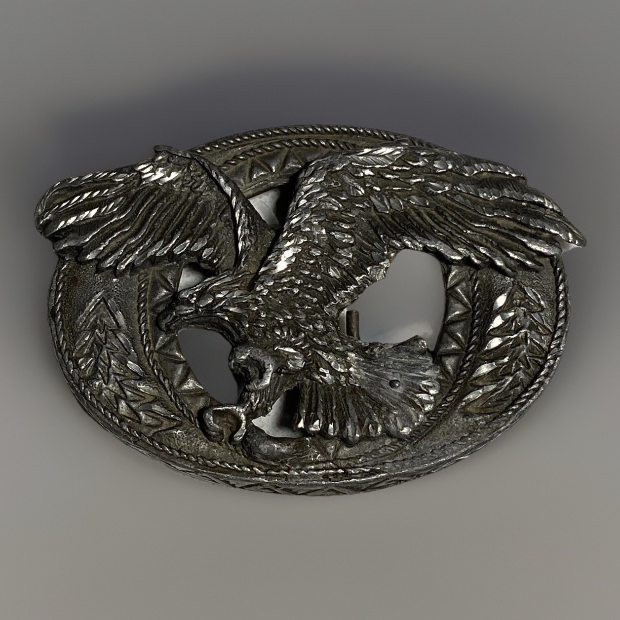 Vintage Belt Buckle Western Cowboy Nature Eagle Birds 90’s Pewter Buckle Rare