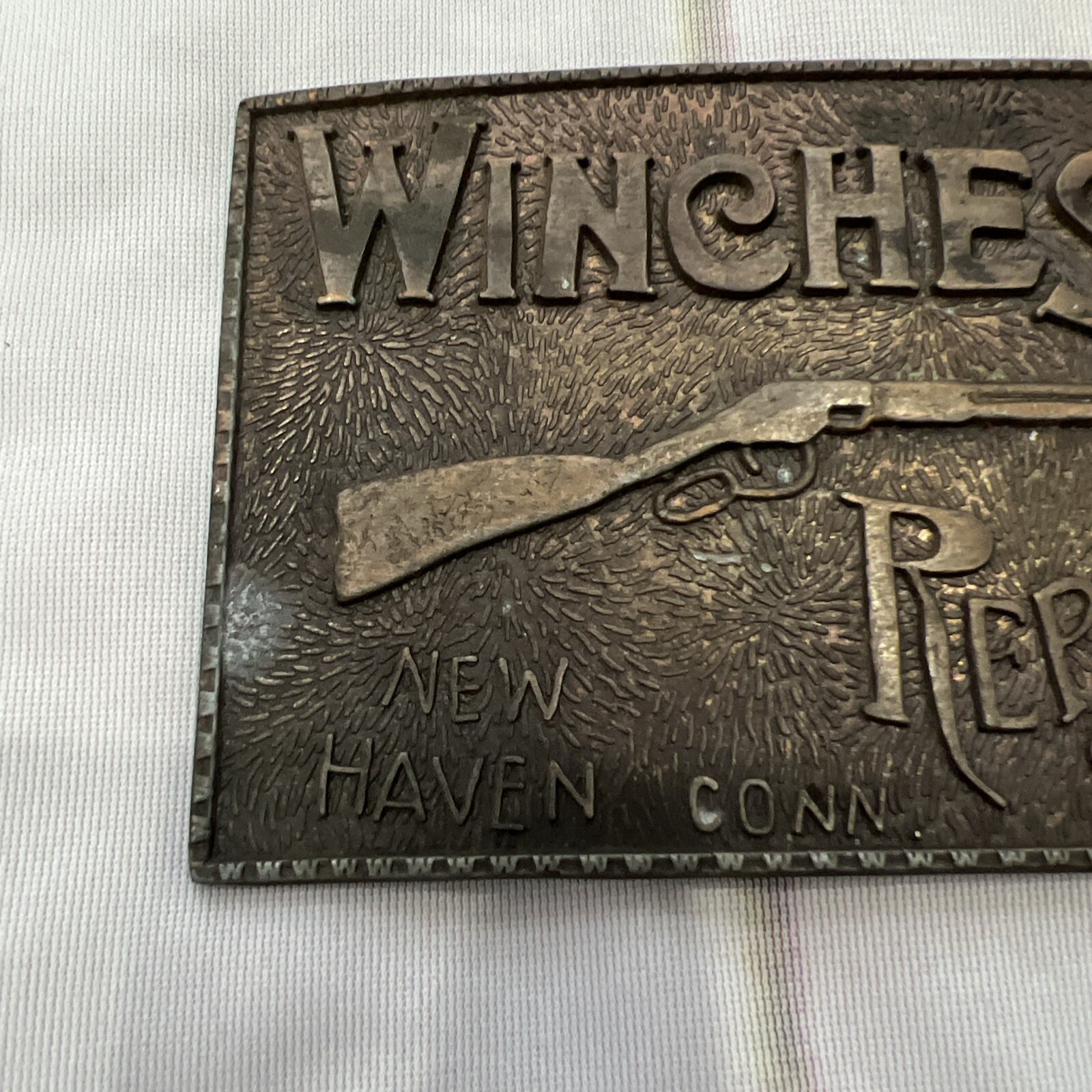 Vintage Winchester Repeating Arms New Haven Brass Belt Buckle