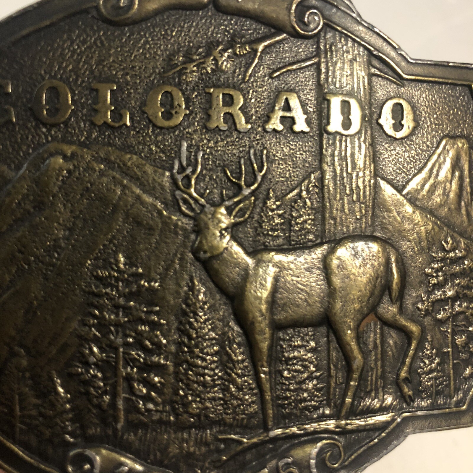 Wyoming Studio Art Works Deer Buck Stag James Lind Vintage Brass Belt Buckle