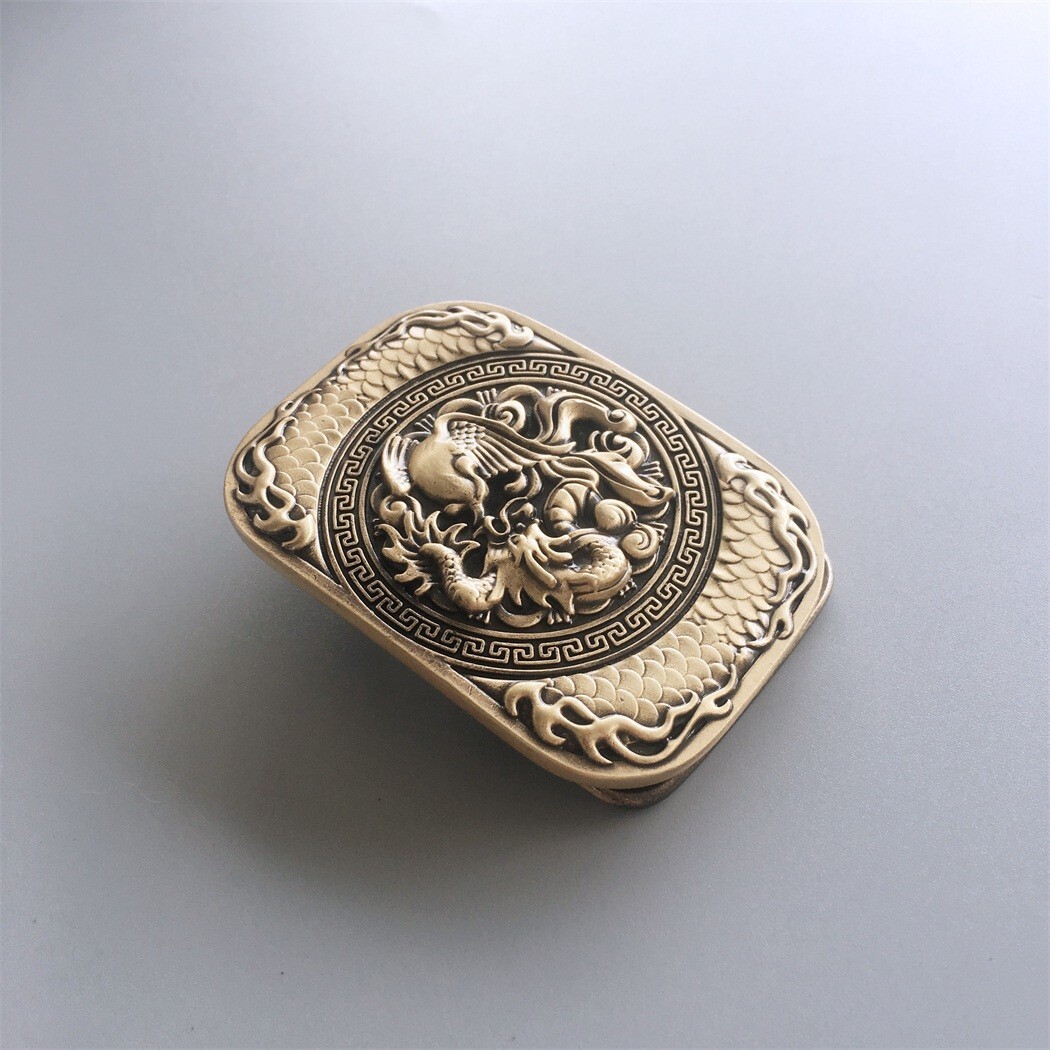 Dragon Rectangle Solid Brass Belt Buckle Gurtelschnalle Boucle de Ceinture