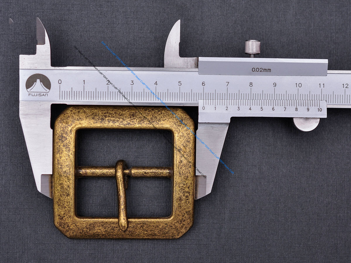 Sturdy Brass Rectangular Center Bar Pin Belt Buckle Replacement Fit 40mm Strap