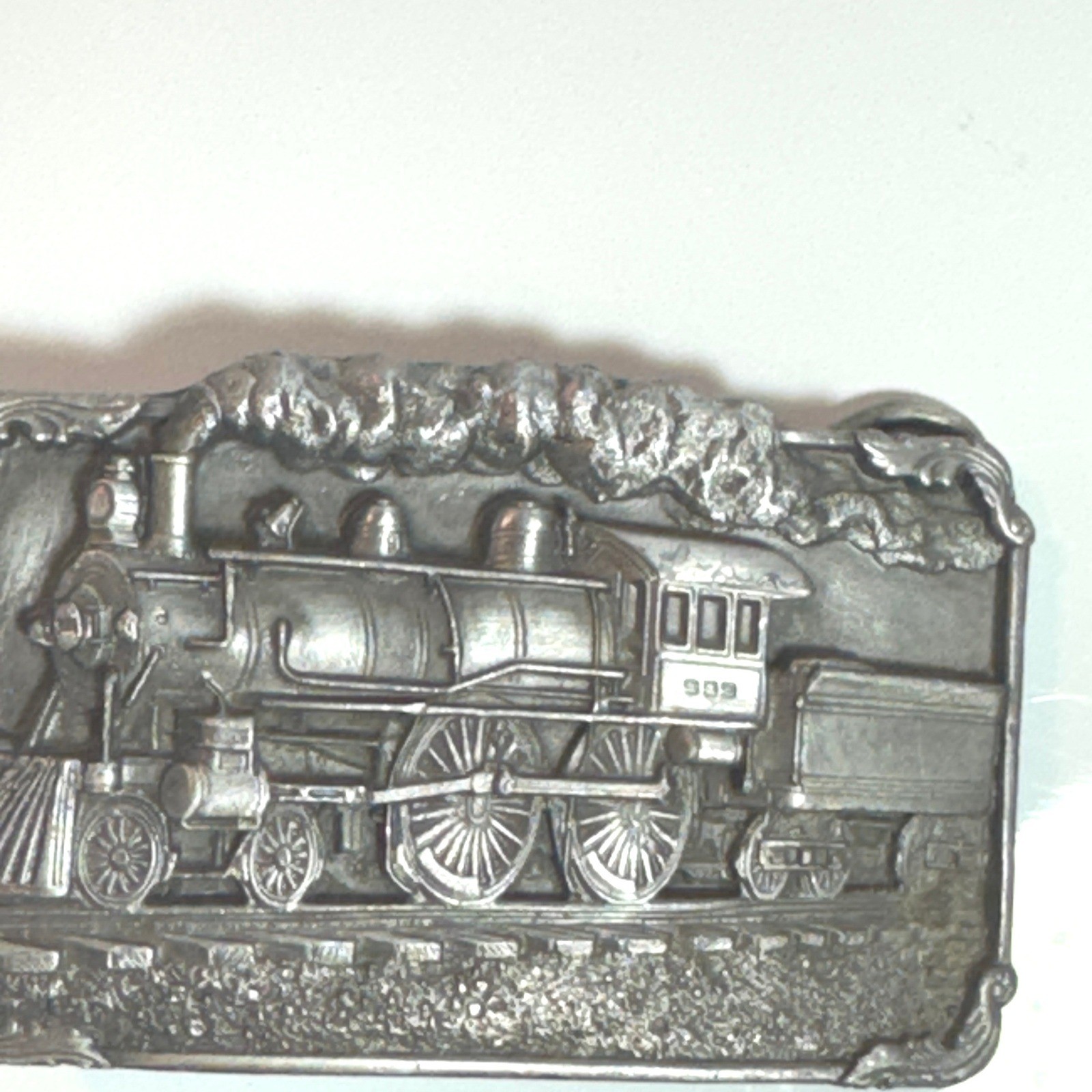 Vintage Western Train Buckle Metal American Railroad Steam Engine Sisskiyou 1986