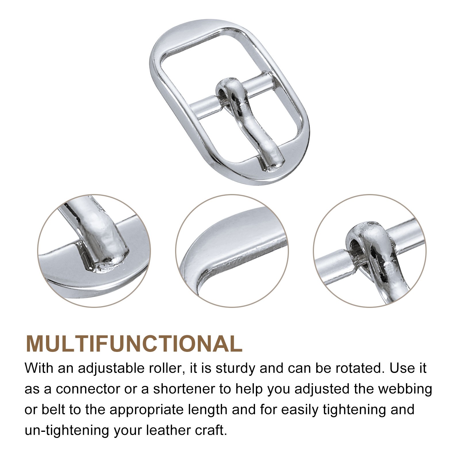 4Pcs 0.51&Prime; Single Prong Belt Buckle Oval Center Bar Buckle for Belt Silver White