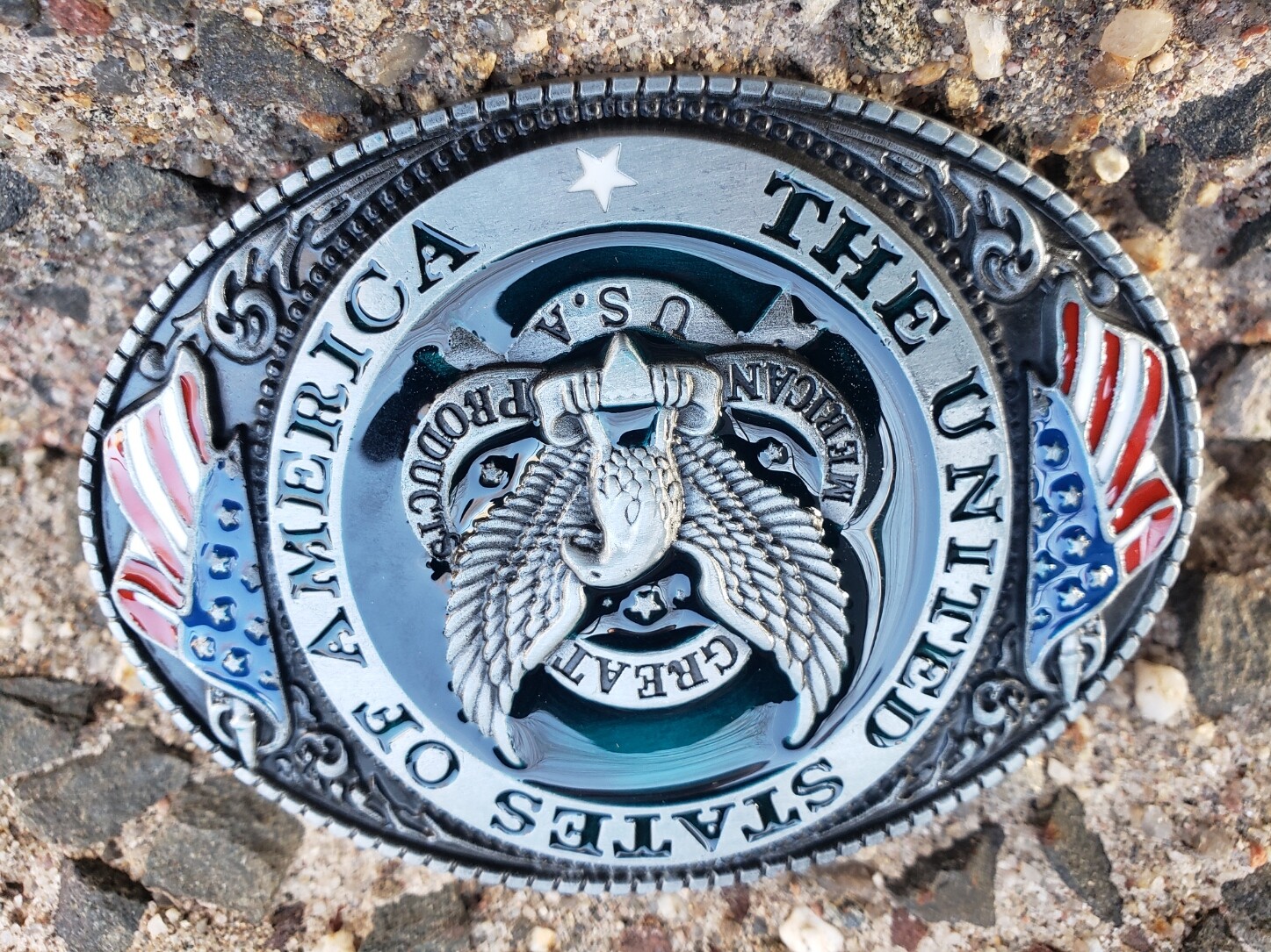 The United States Of America Eagle Flag Belt Buckle 3D Aluminum 3.2 oz New