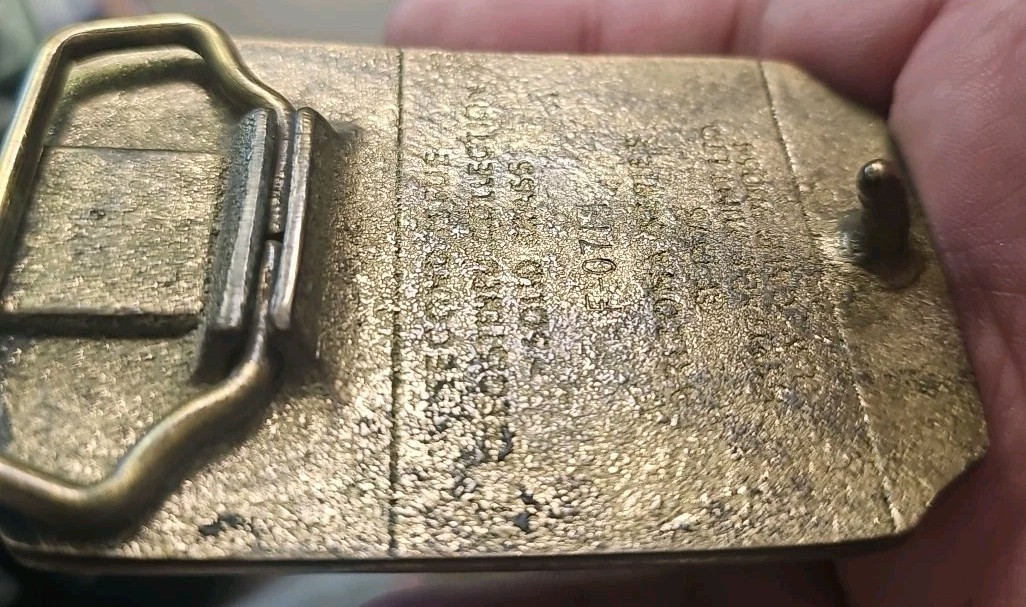 Vintage Brass Belt BUCKLE ARIZONA Statehood 1912 3.25&Prime;x2&Prime;