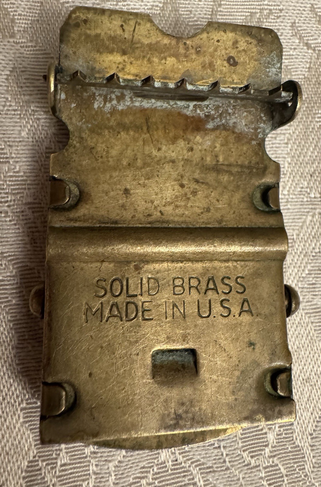 Solid Brass Autogrip Belt Buckle for Men, Brown, Made in USA & Japan, MPN 11-121