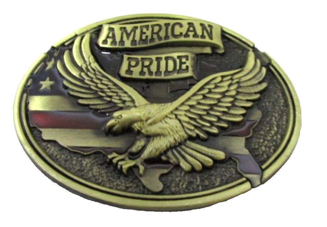 American Pride Eagle and Flag Patriotic Western Belt Buckle