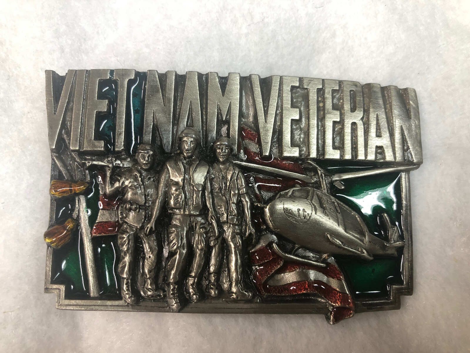 Vietnam Veteran Enameled Belt Buckle 1983 Bergamot Made In USA