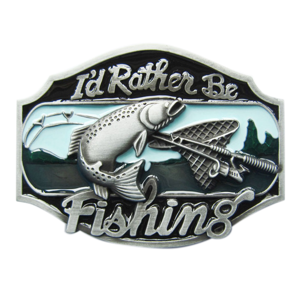 Vintage Style Rather Be Fishing Fish Belt Buckle also Stock in US