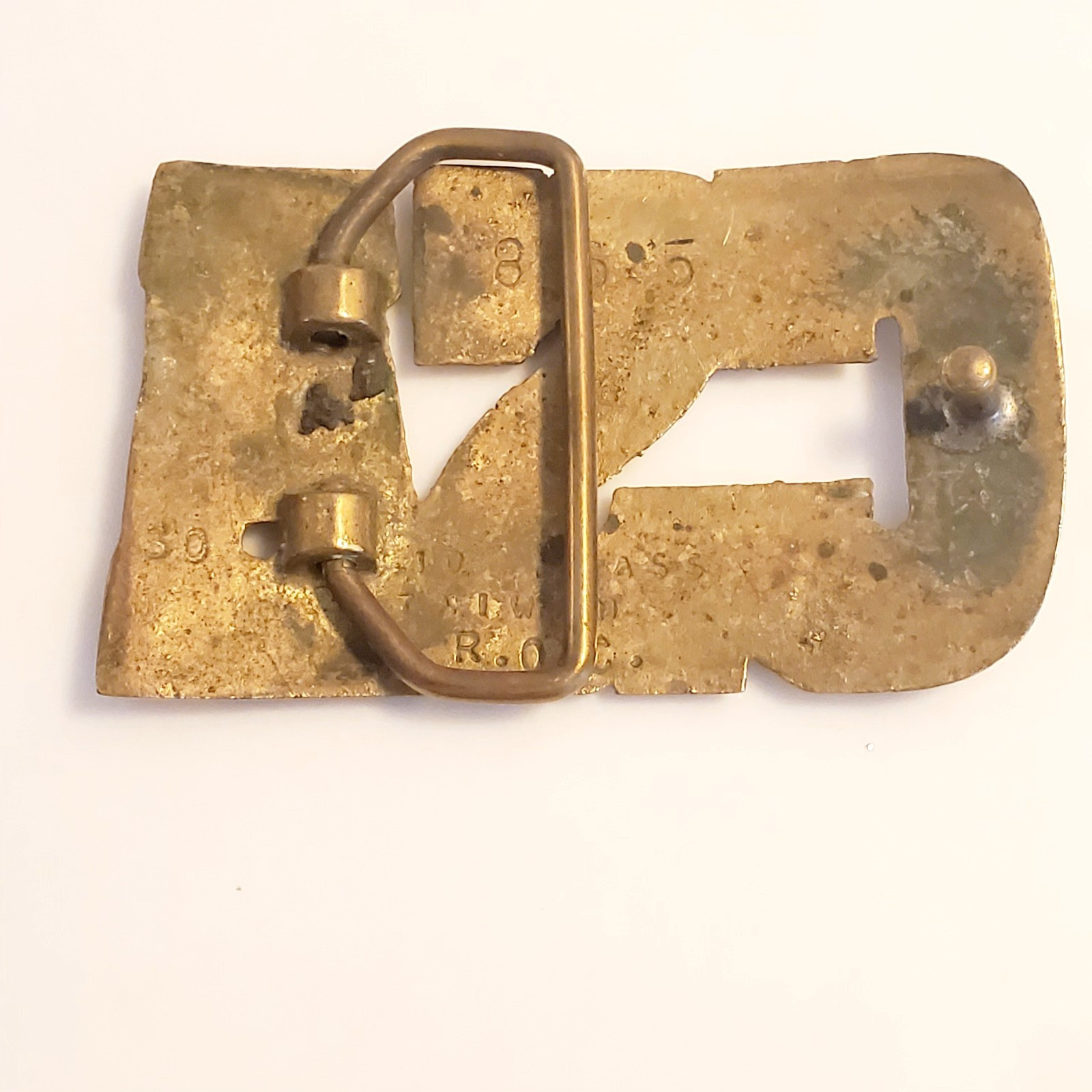 Vtg R.O.C. Solid Brass CSA Cut Out Letters Confederate Belt Buckle 865 Taiwan