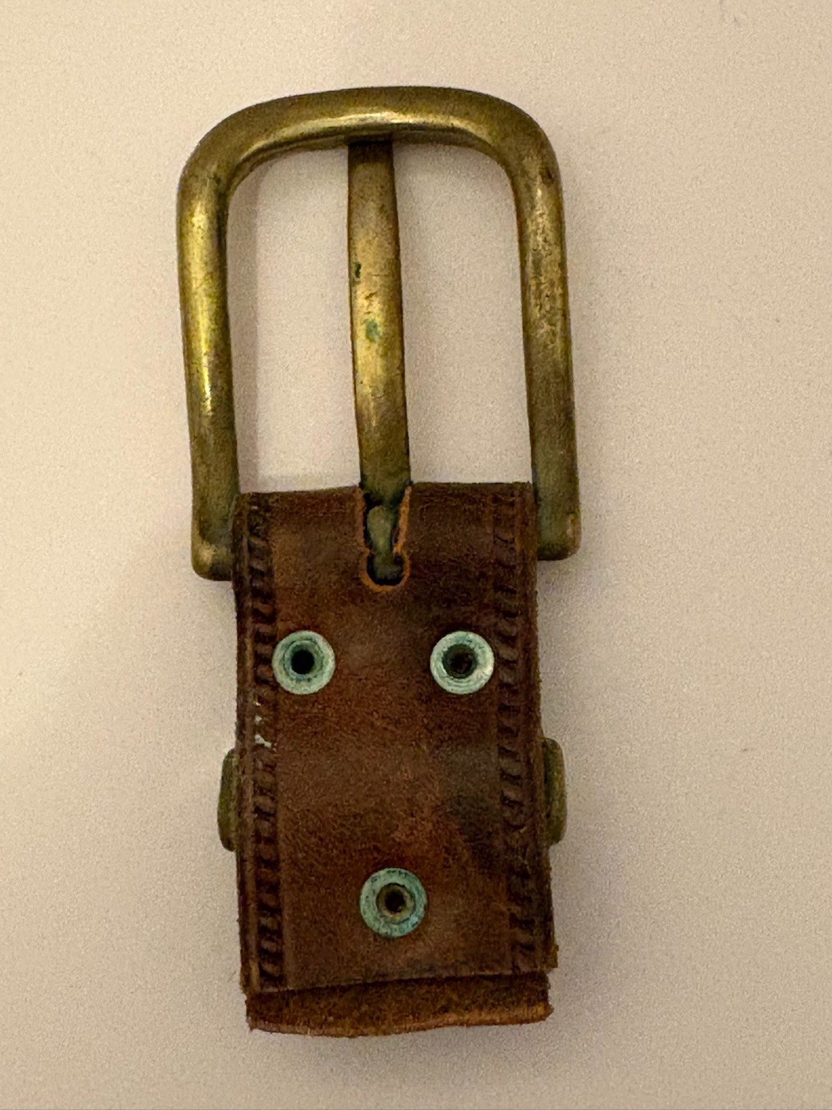 2 Vintage Brass Square & Oval Center Bar Pin Buckle for Belt Strap