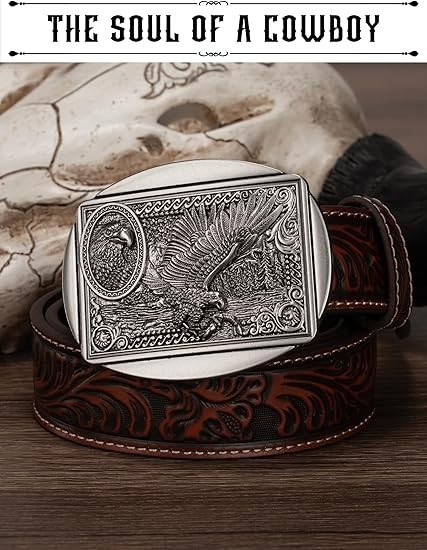 Belt Buckles for Men Women – Western Cowboy Belt Buckle American Flag and Eagle