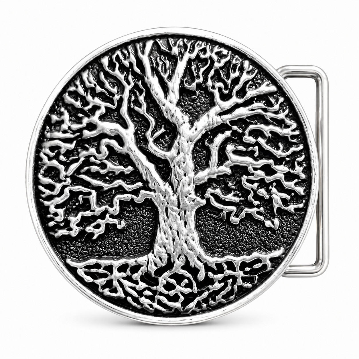 Belt Buckle Tree of Life World Tree 70mm Round Pewter 45mm Belt Yggdrasil Buckle