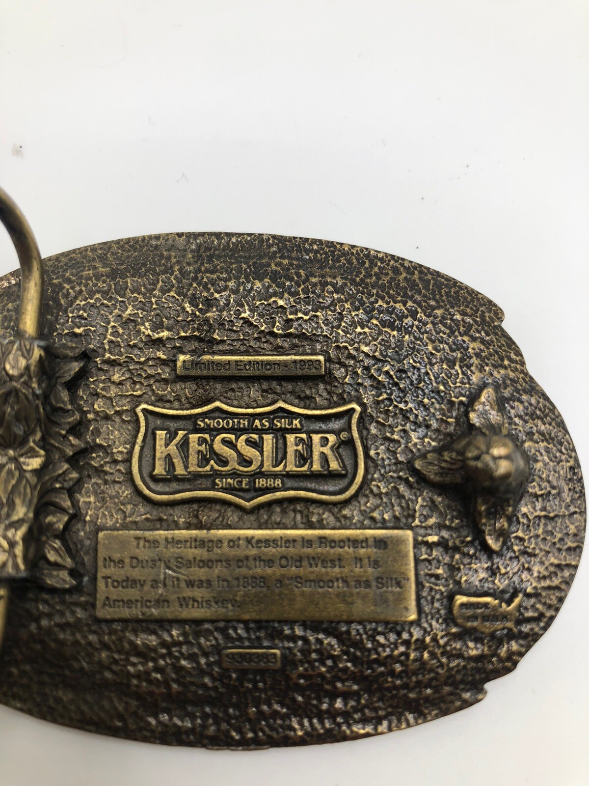 Vintage Belt Buckle Kessler Whiskey Spirit of Wisconsin Solid Brass Western